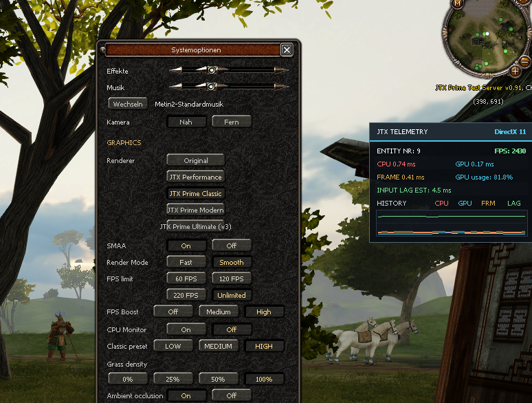 Elias’s JTX Prime test screenshot with the performance monitor showing 2,480 FPS